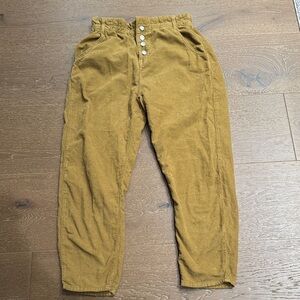 ZARA Corduroy Paperbag Pants Mustard Brown Size US 4